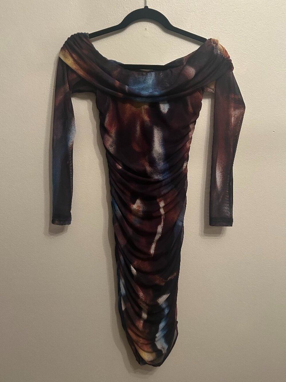 Windsor Body Con Mesh Off Shoulder Mini Dress Size S